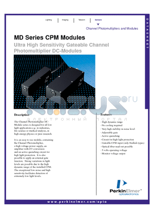 MD972 datasheet - Ultra High Sensitivity Gateable Channel Photomultiplier DC-Modules