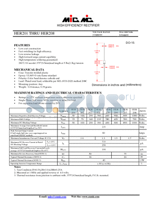 HER204 datasheet - HIGH EFFICIENCY RECTIFIER