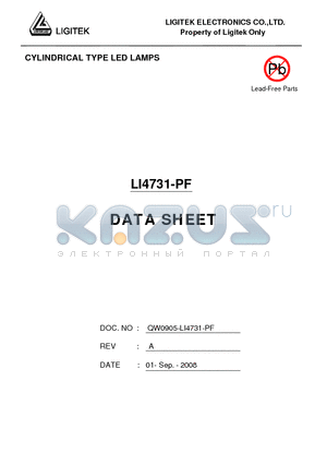 LI4731-PF datasheet - CYLINDRICAL TYPE LED LAMPS