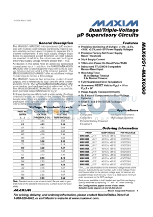 MAX6351 datasheet - Dual/Triple-Voltage lP Supervisory Circuits