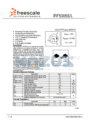 IRF5305L datasheet - HEXFET^ Power MOSFET