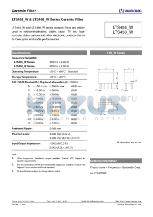 LTS450-W datasheet - Ceramic Filter