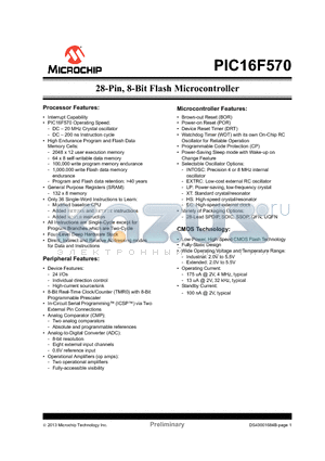 PIC16F527 datasheet - 28-Pin, 8-Bit Flash Microcontroller