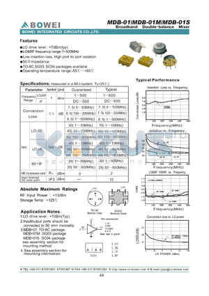 MDB-01M datasheet - Broadband Double-balance Mixer