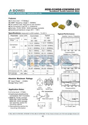 MDB-02 datasheet - Broadband Double-balanced Mixer