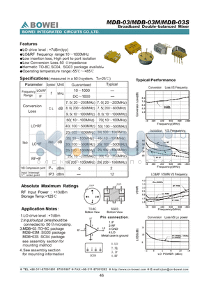 MDB-03 datasheet - Broadband Double-balanced Mixer