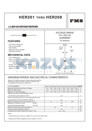 HER206 datasheet - 2.0 AMP HIGH EFFICIENCY RECTIFIERS