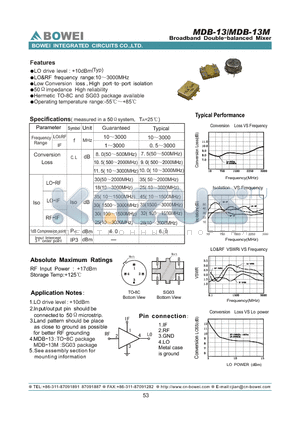 MDB-13 datasheet - Broadband Double-balanced Mixer