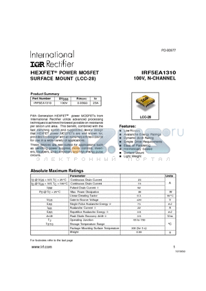 IRF5EA1310 datasheet - POWER MOSFET N-CHANNEL(Vdss=100V, Rds(on)=0.036ohm, Id=23A)