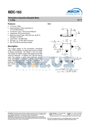 MDC-163 datasheet - Termination-Insensitive Biasable Mixer, 1 - 6 GHz