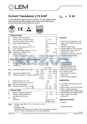 LTS6-NP datasheet - Current Transducer