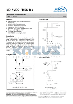 MDC-169 datasheet - Termination Insensitive Mixer, 1 MHz - 3.5 GHz