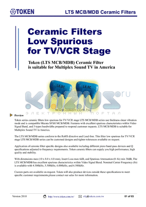 LTS6.5MCBP datasheet - LTS MCB/MDB Ceramic Filters