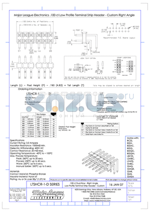 LTSHCR-1-D datasheet - .100 cl Dual Row - Right Angle Low Profile Terinal Strip Header - Custom