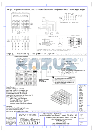 LTSHCR-1-T datasheet - .100 cl Triple Row - Right Angle Low Profile Terminal Strip Header - Custom