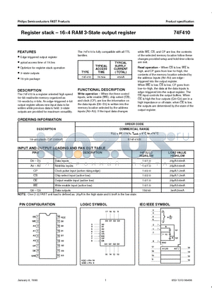 N74F410N datasheet - Register stack . 164 RAM 3-State output register