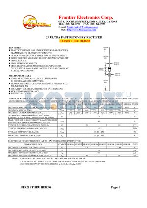 HER206 datasheet - 2A ULTRA FAST RECOVERY RECTIFIER