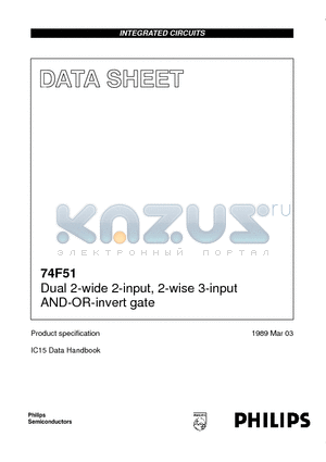 N74F51N datasheet - Dual 2-wide 2-input, 2-wise 3-input AND-OR-invert gate