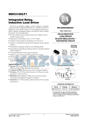 MDC3105LT1 datasheet - Integrated Relay, Inductive Load Driver