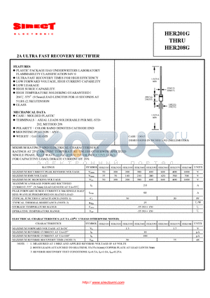 HER206G datasheet - 2A ULTRA FAST RECOVERY RECTIFIER