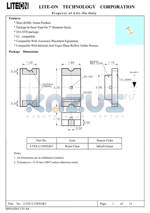 LTST-C150TGKT datasheet - Property of Lite-On Only