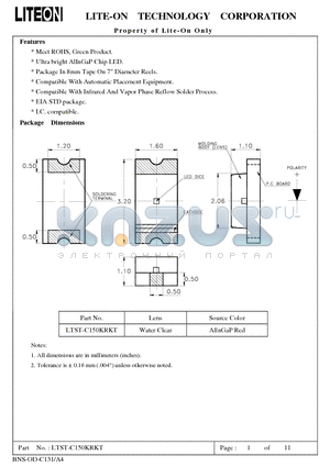 LTST-C150KRKT datasheet - Property of Lite-On Only