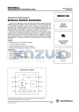 MDC5100 datasheet - ANTENNA SWITCH CONTROLLER