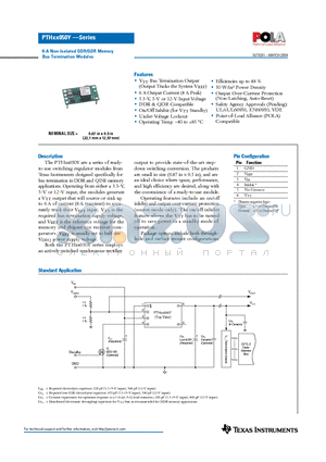 PTH03050Y datasheet - 6-A Non-Isolated DDR/QDR Memory Bus Termination Modules