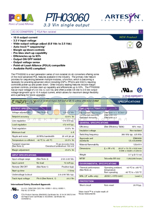 PTH03060WADT datasheet - DC-DC CONVERTERS POLA Non-isolated