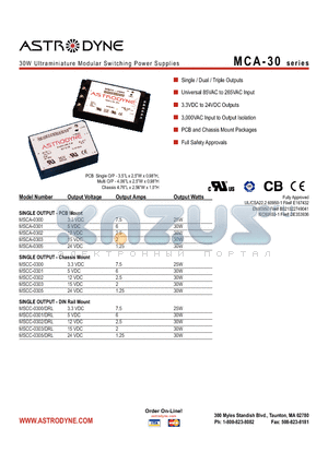 MDCC-0307 datasheet - 30W Ultraminiature Modular Switching Power Supplies