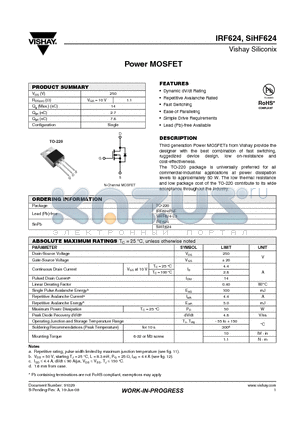IRF624 datasheet - Power MOSFET