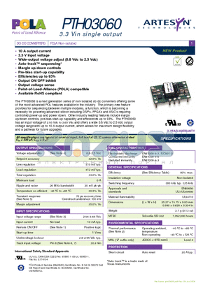 PTH03060WAST datasheet - DC-DC CONVERTERS POLA Non-isolated