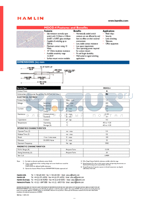 MDCG-4 datasheet - Sub-miniature normally open switch with 15.24mm x 2.28mm