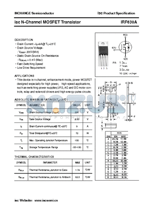 IRF630A datasheet - isc N-Channel MOSFET Transistor