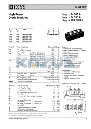 MDD142-12N1 datasheet - HIgh Power Diode Modules