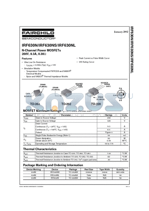 IRF630N datasheet - N-Channel Power MOSFETs 200V, 9.3A, 0.30