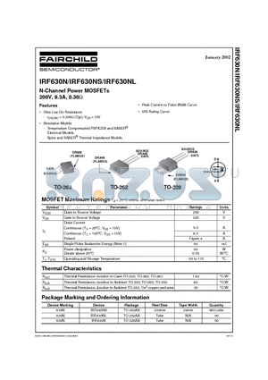 IRF630NL datasheet - N-Channel Power MOSFETs 200V, 9.3A, 0.30