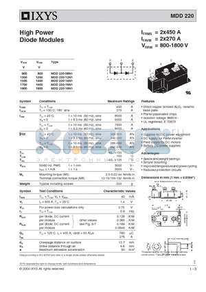 MDD220-16N1 datasheet - High Power Diode Modules