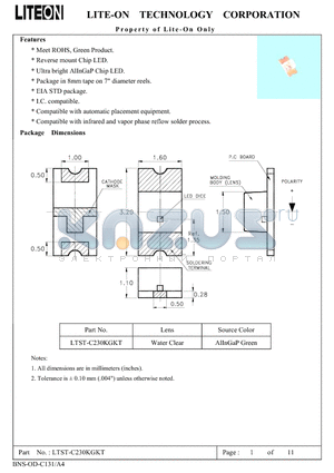 LTST-C230KGKT datasheet - Property of Lite-On Only