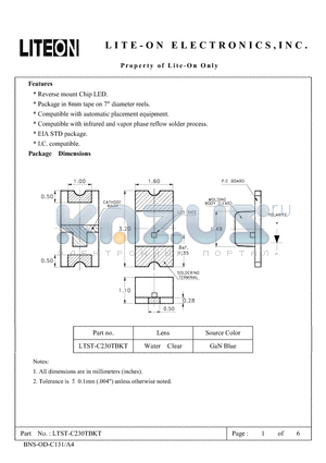 LTST-C230TBKT datasheet - LITE-ON ELECTRONICS, INC.