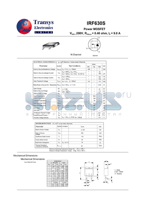 IRF630S datasheet - Power MOSFET