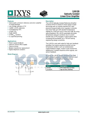 LIA120_12 datasheet - Optically Isolated Linear Error Amplifier