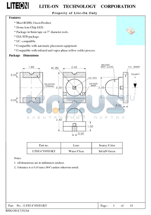 LTST-C930TGKT datasheet - Property of Lite-On Only