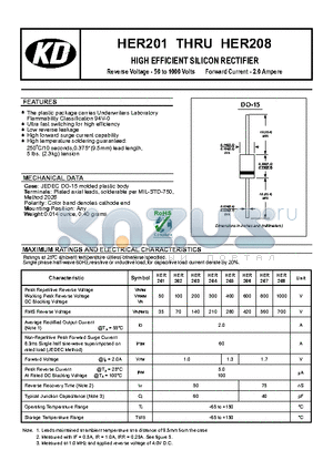 HER208 datasheet - HIGH EFFICIENT SILICON RECTIFIER