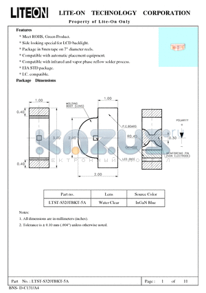 LTST-S320TBKT-5A datasheet - Property of Lite-On Only