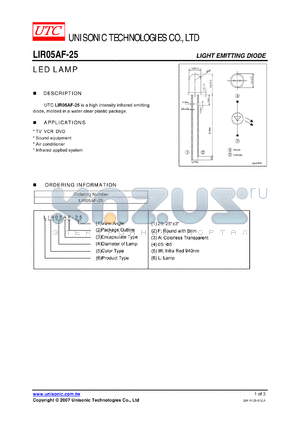LIR05AF-25 datasheet - LED LAMP