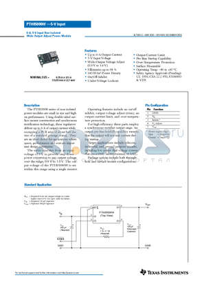 PTH05000WAD datasheet - Over-Temperature Protection, Output Current Limit, Up to 6-A Output Current