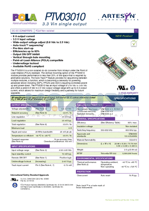 PTH05010WAH datasheet - DC-DC CONVERTERS POLA Non-isolated