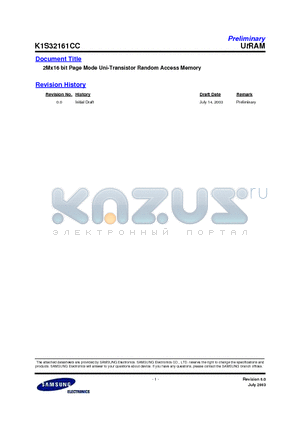 K1S32161CC-FI70 datasheet - 2Mx16 bit Page Mode Uni-Transistor Random Access Memory