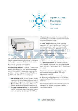 N7786B datasheet - Polarization Synthesizer